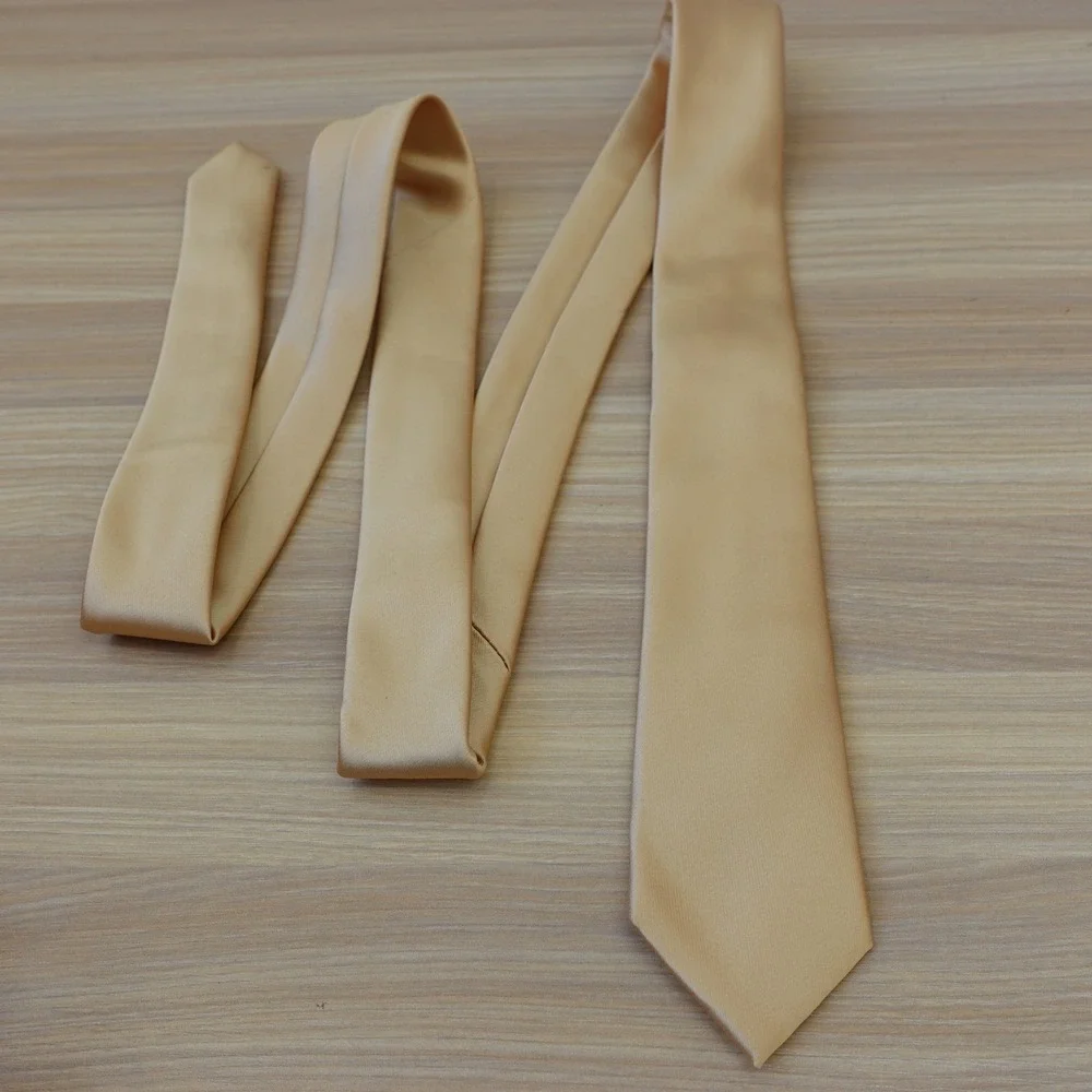 Italian Champagne Gold Neck Tie Mens Skinny Solid Formal Wedding ARLANDO ARSINI